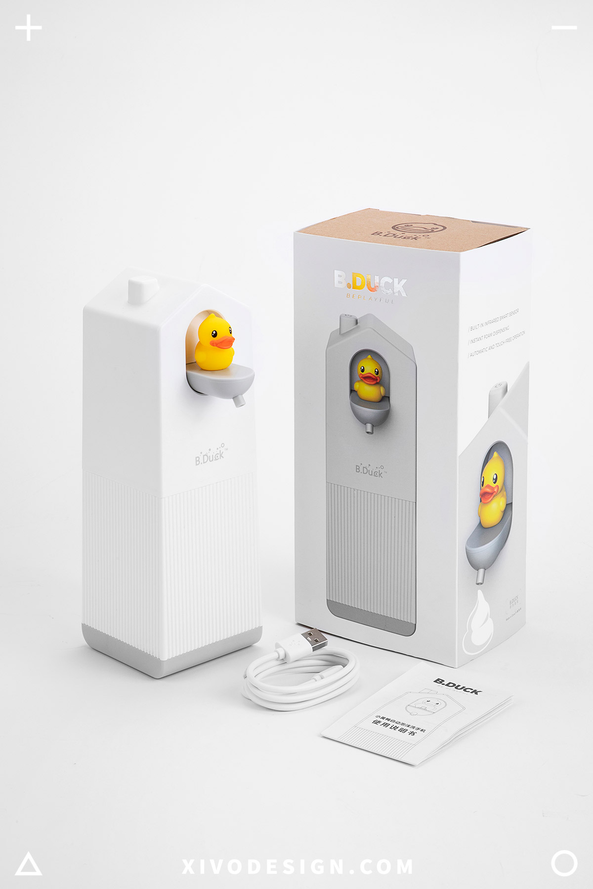 Wash mobile phone，Yellow duck，Good simple geometry，lovely，Cartoon，product design，wash hands，bathroom，