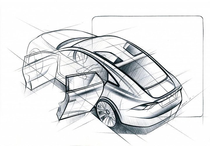 Hand drawn car，design sketch，sketch，