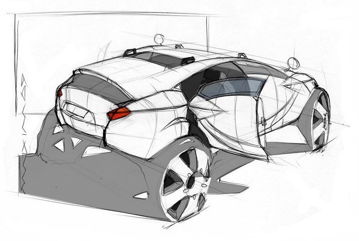 Hand drawn car，design sketch，sketch，