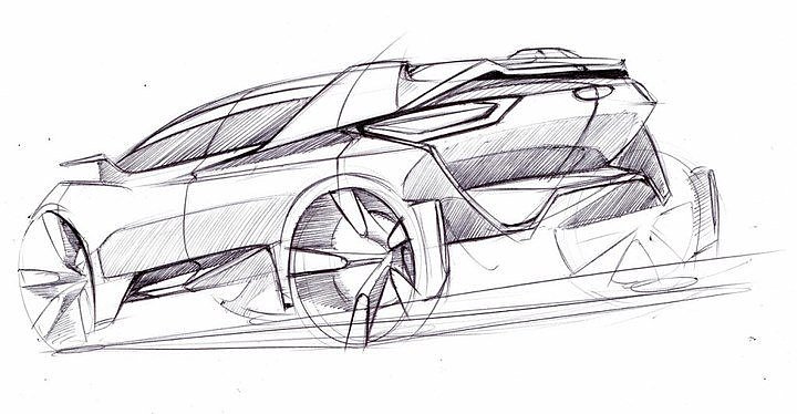 Hand drawn car，design sketch，sketch，