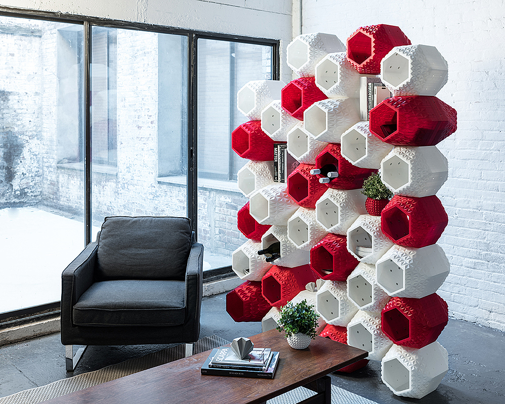 3D printing，Honeycomb type，Storage wall，Creative design，facilitate，color，