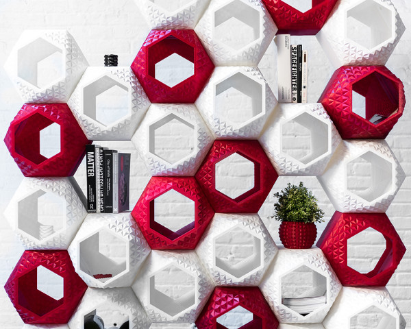3D printing，Honeycomb type，Storage wall，Creative design，facilitate，color，