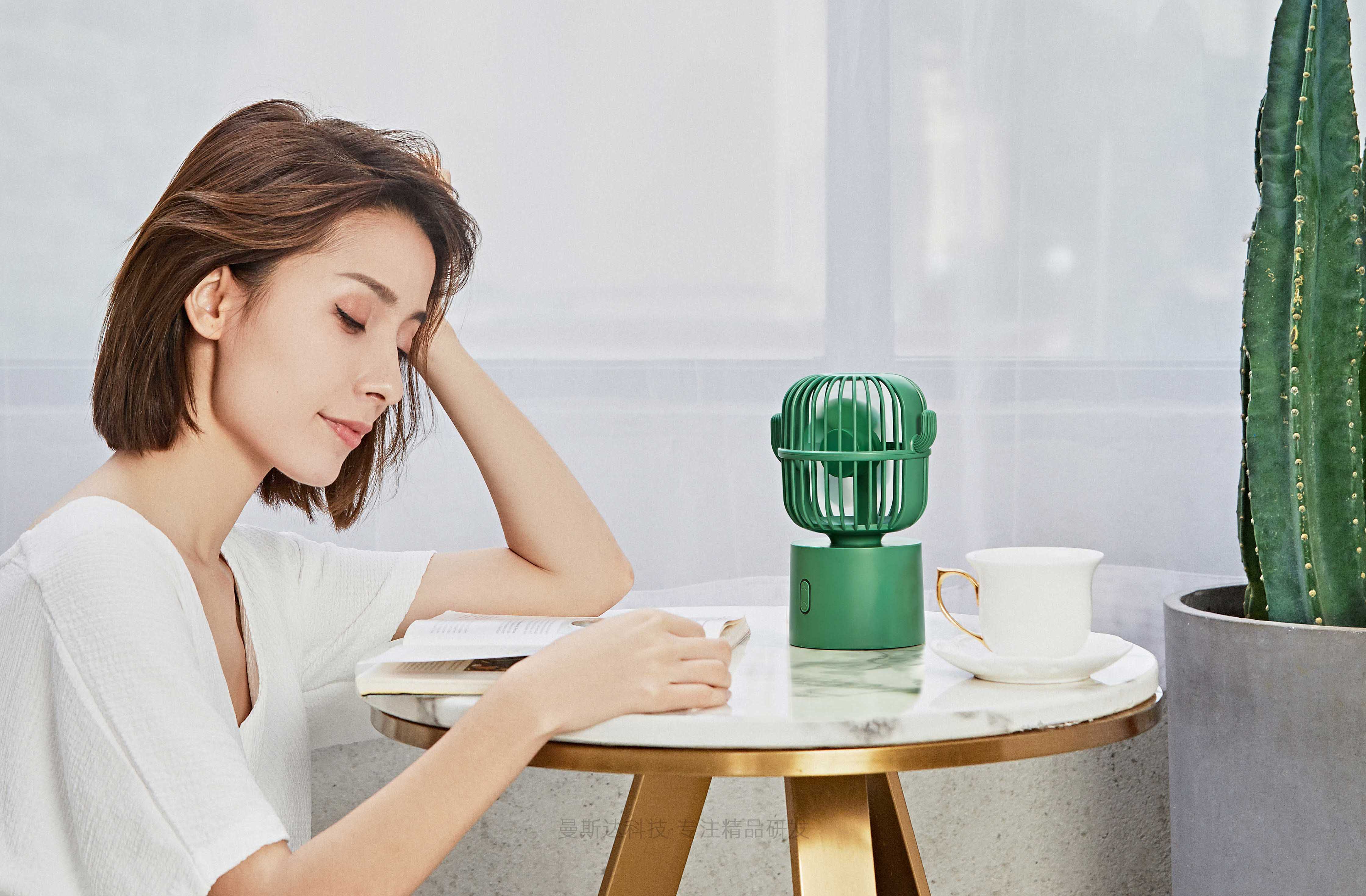 Cactus shaking head small fan，Small fan，Shaking head small fan，Intelligent hardware，gift，gift，Fan，Desktop small fan，