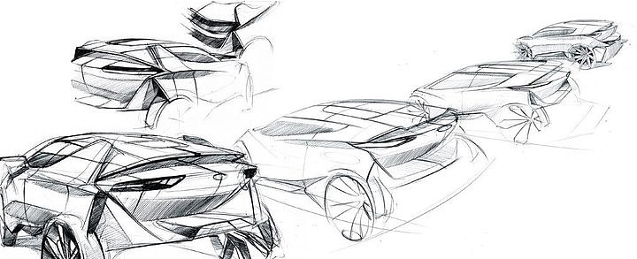 Automobile design，Hand drawn sketch，