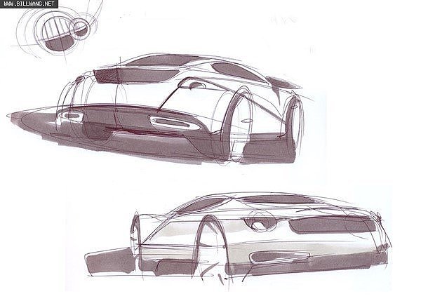汽车设计，手绘草图，