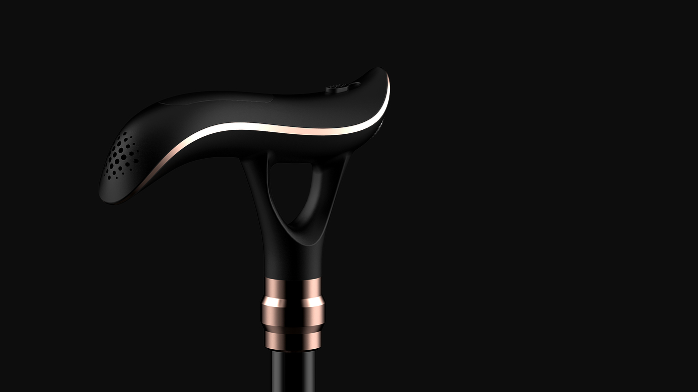 product design，a cane，Product rendering，streamline，Sense of science and technology，