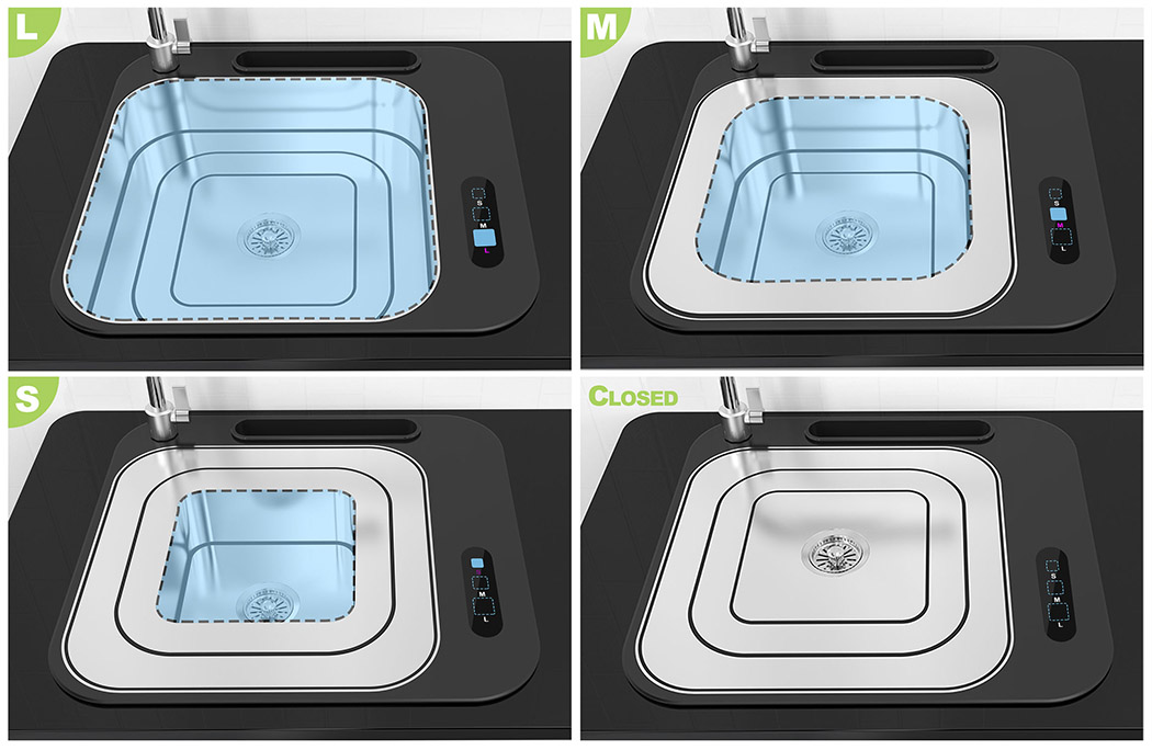 Variable capacity，water tank，water saving，Three layer metal nesting，