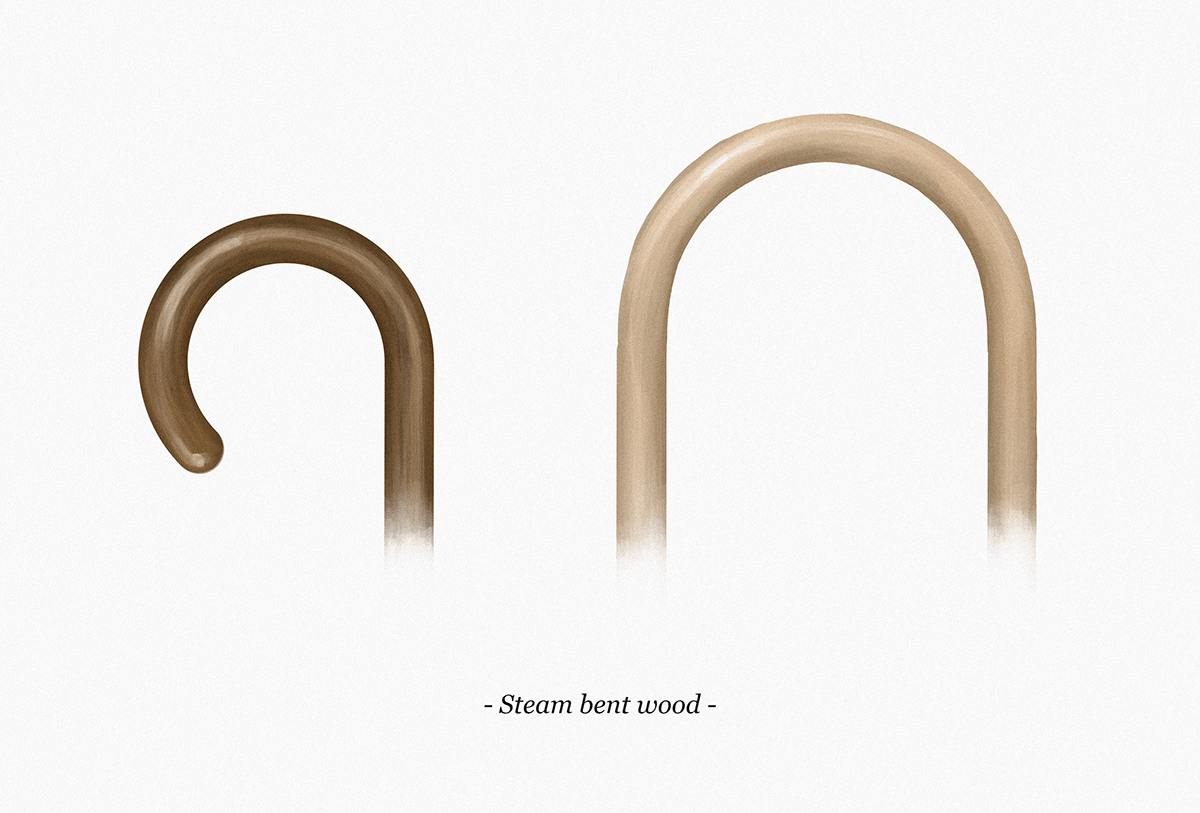 Umbrella frame，Steam bending，wooden ，