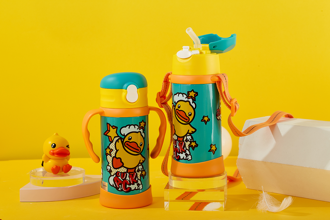 Children's straw thermos cup，