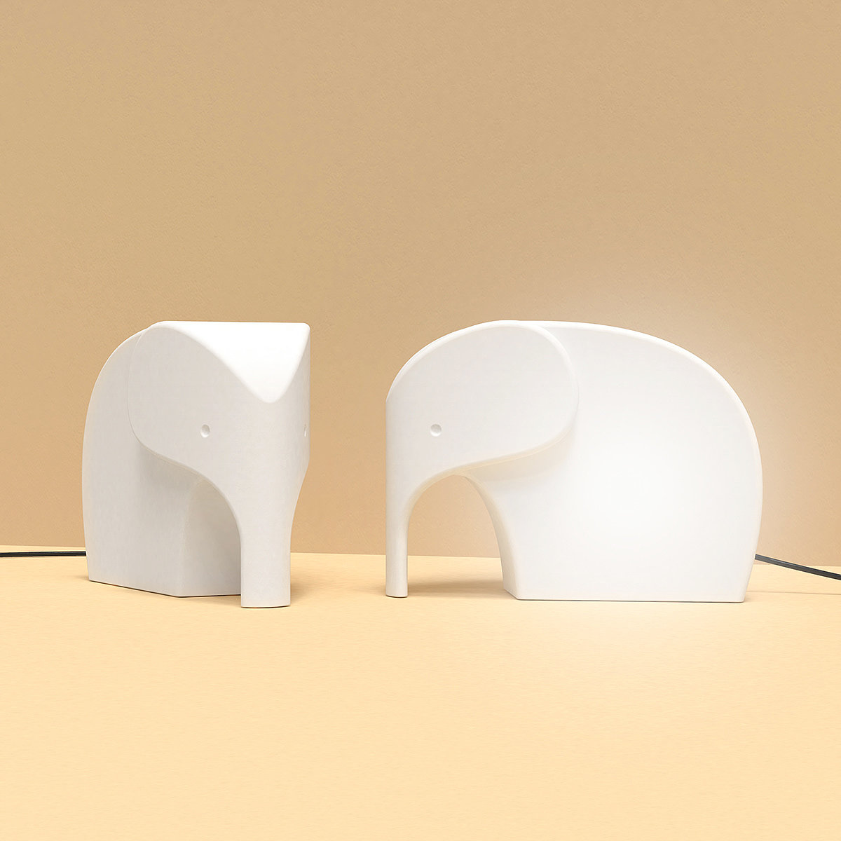 Desk lamp，elephant，3D printing，white，