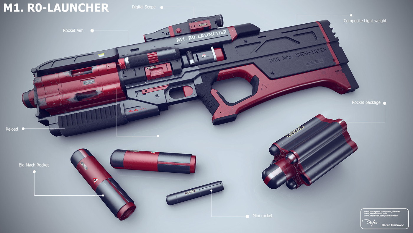 Game equipment，firearms，Firing gun，model design ，Render，