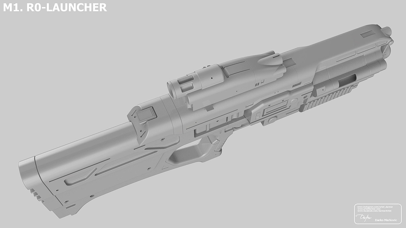 游戏装备，枪械，发射枪，模型设计，渲染，