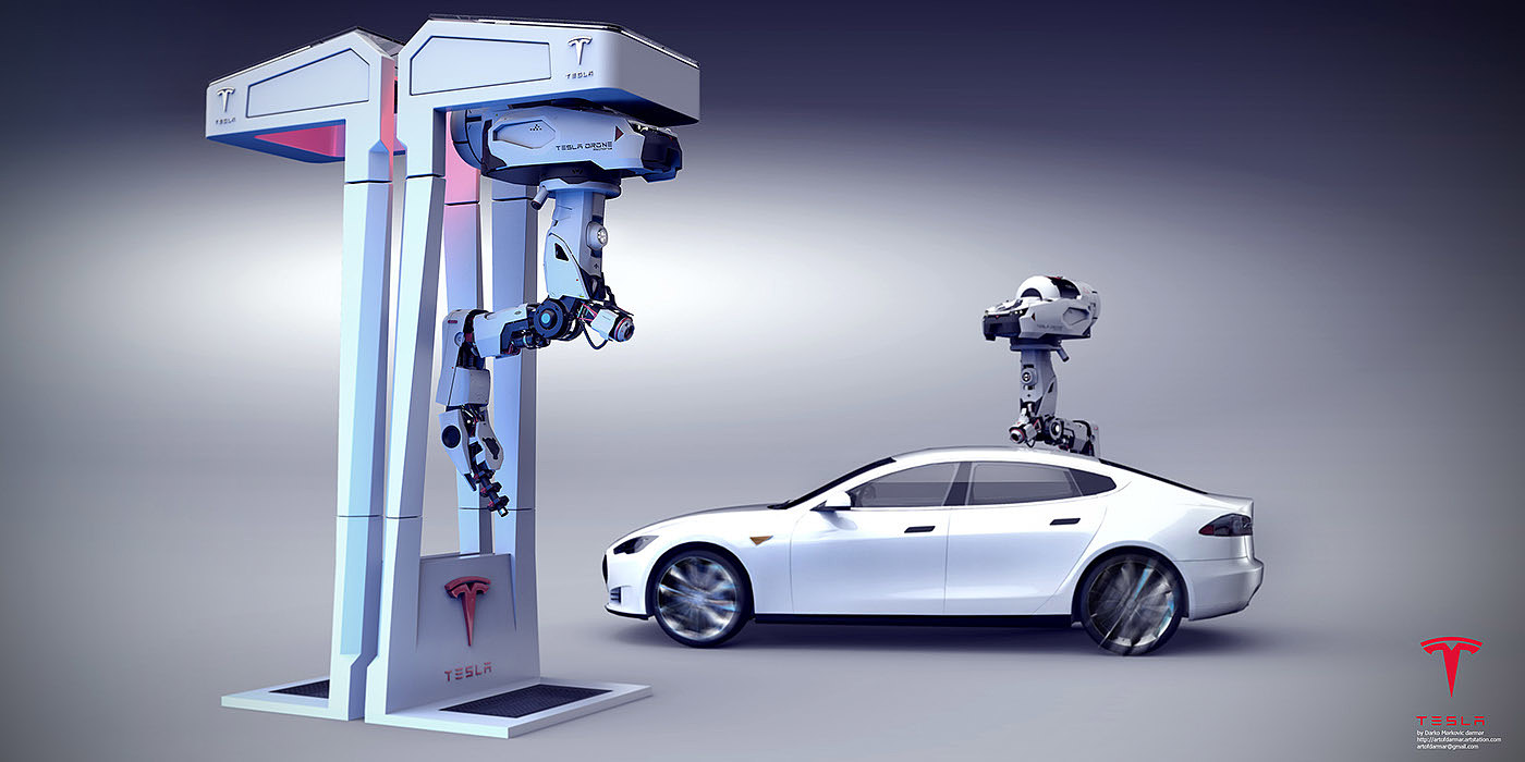 Tesla，UAV charging pile，UAV charging，conceptual design，