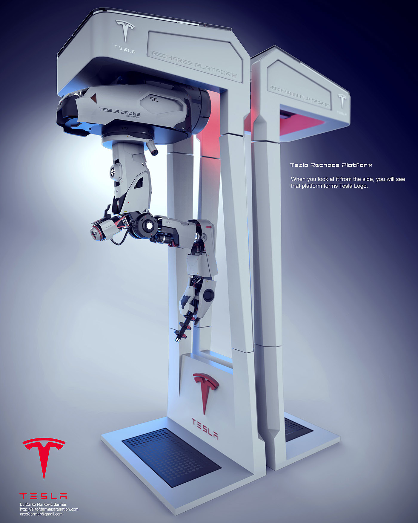 Tesla，UAV charging pile，UAV charging，conceptual design，