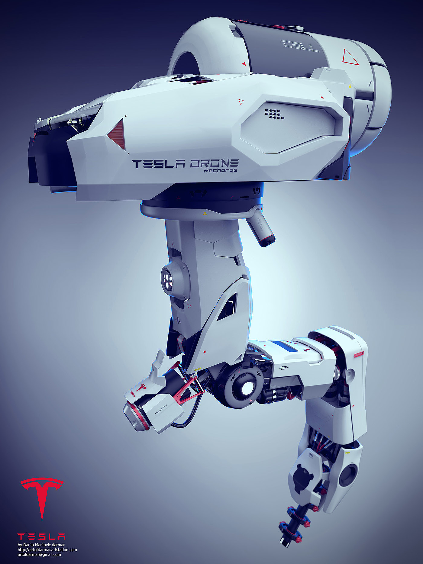 特斯拉，无人机充电桩，无人机充电，概念设计，