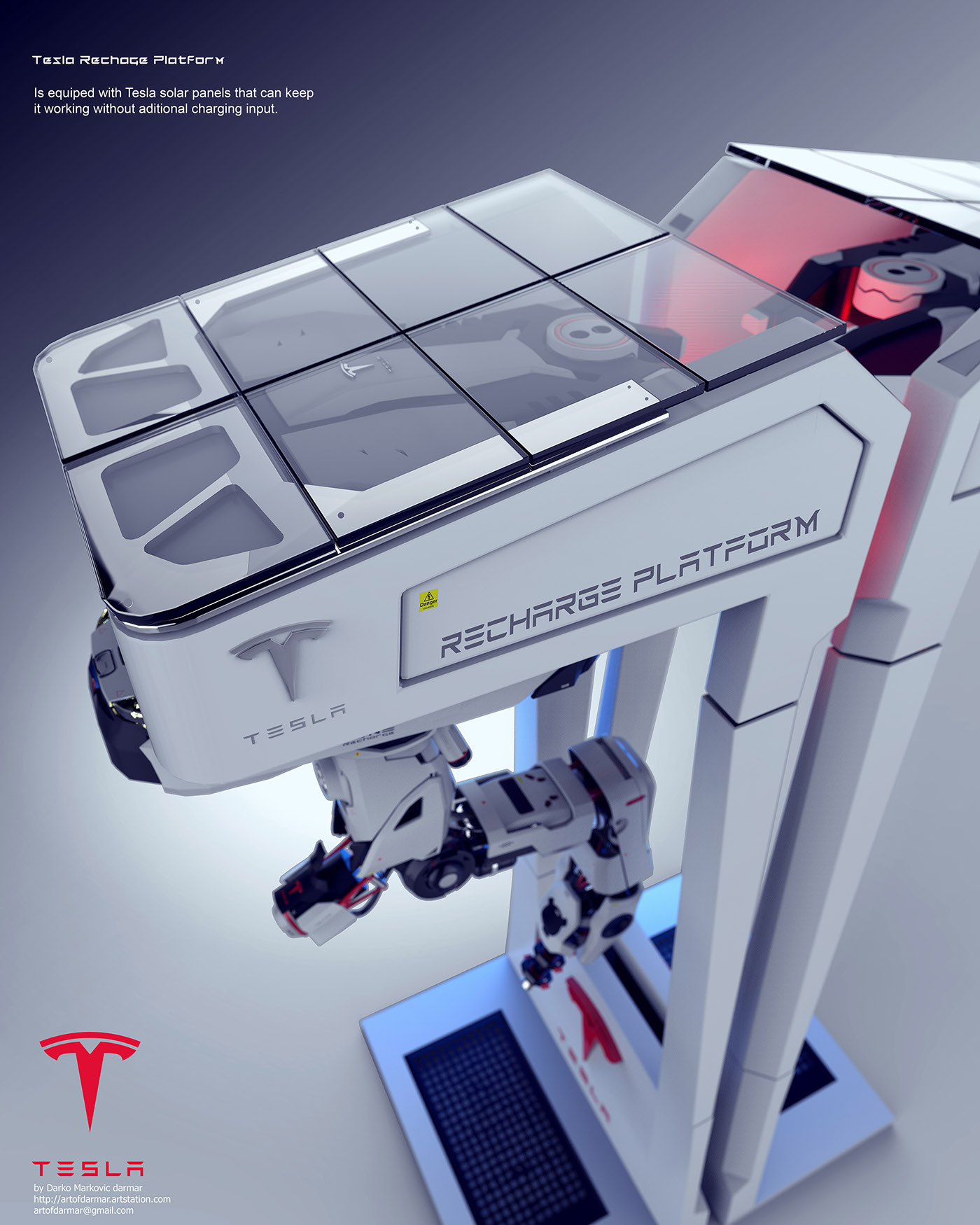 Tesla，UAV charging pile，UAV charging，conceptual design，