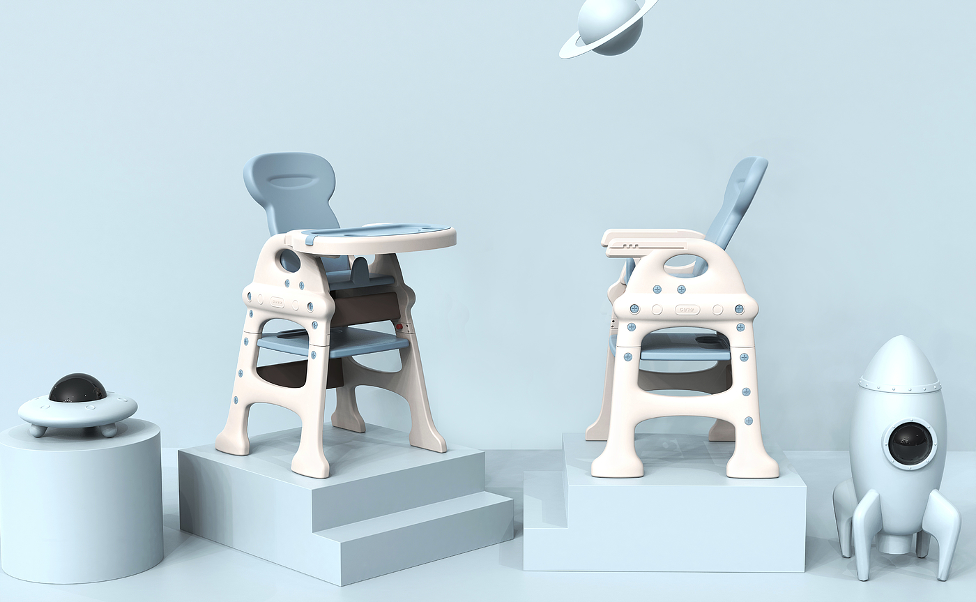 Multifunctional children's dining table chair，Baby dining chair，Eating and learning desk seat，Gree industrial design，Ningbo design company，