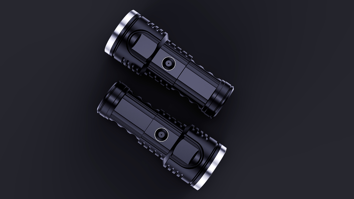 industrial design，Product appearance design，Flashlight design，Design of outdoor strong light flashlight，Structural design，