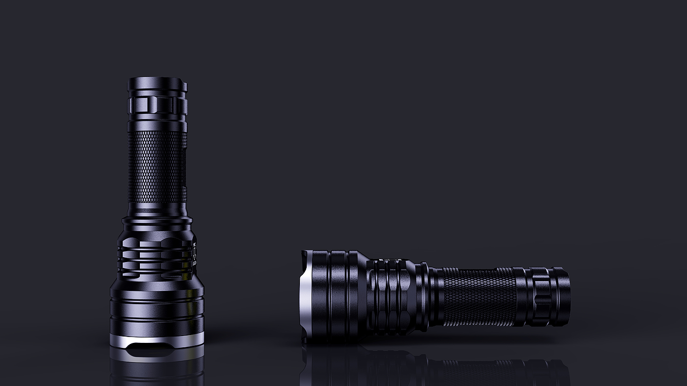 industrial design，Product appearance design，Flashlight design，Design of outdoor strong light flashlight，Structural design，