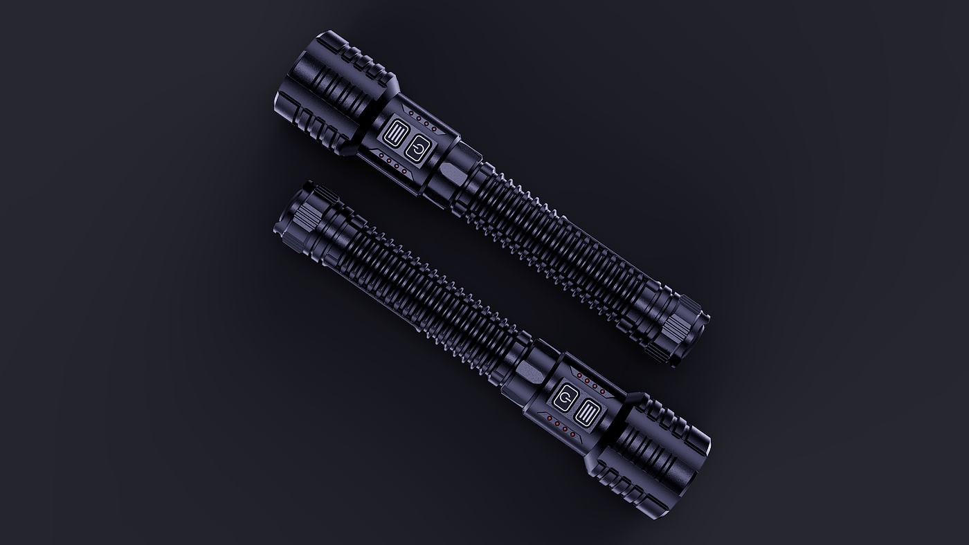 industrial design，Product appearance design，Flashlight design，Design of outdoor strong light flashlight，Structural design，