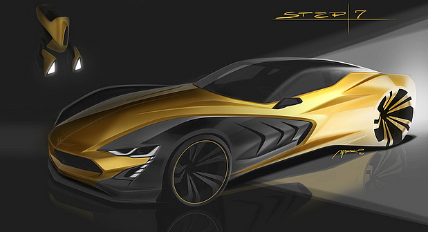 photoshop，Hand drawn，automobile，design sketch，