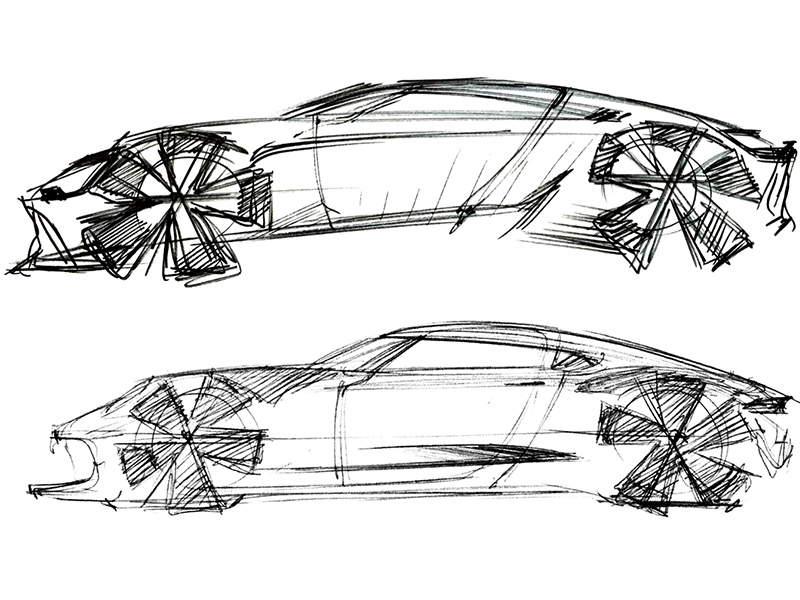 Hand drawn，automobile，industrial design，Line，