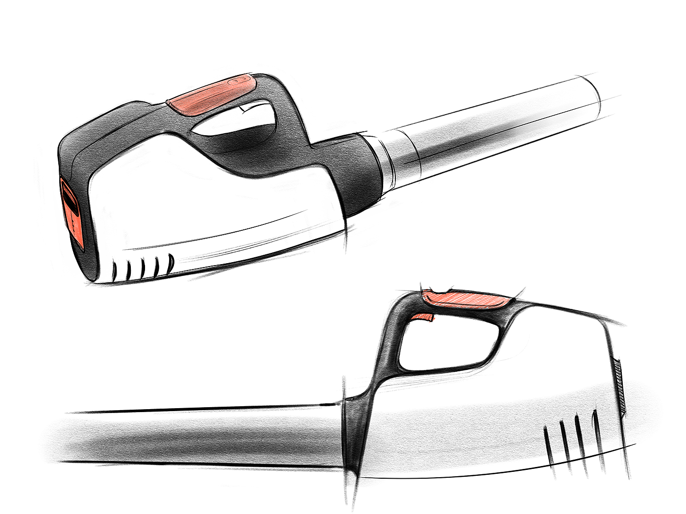 Hand drawn，Render，Shell shell，Battery power，Lawn tools family suit，