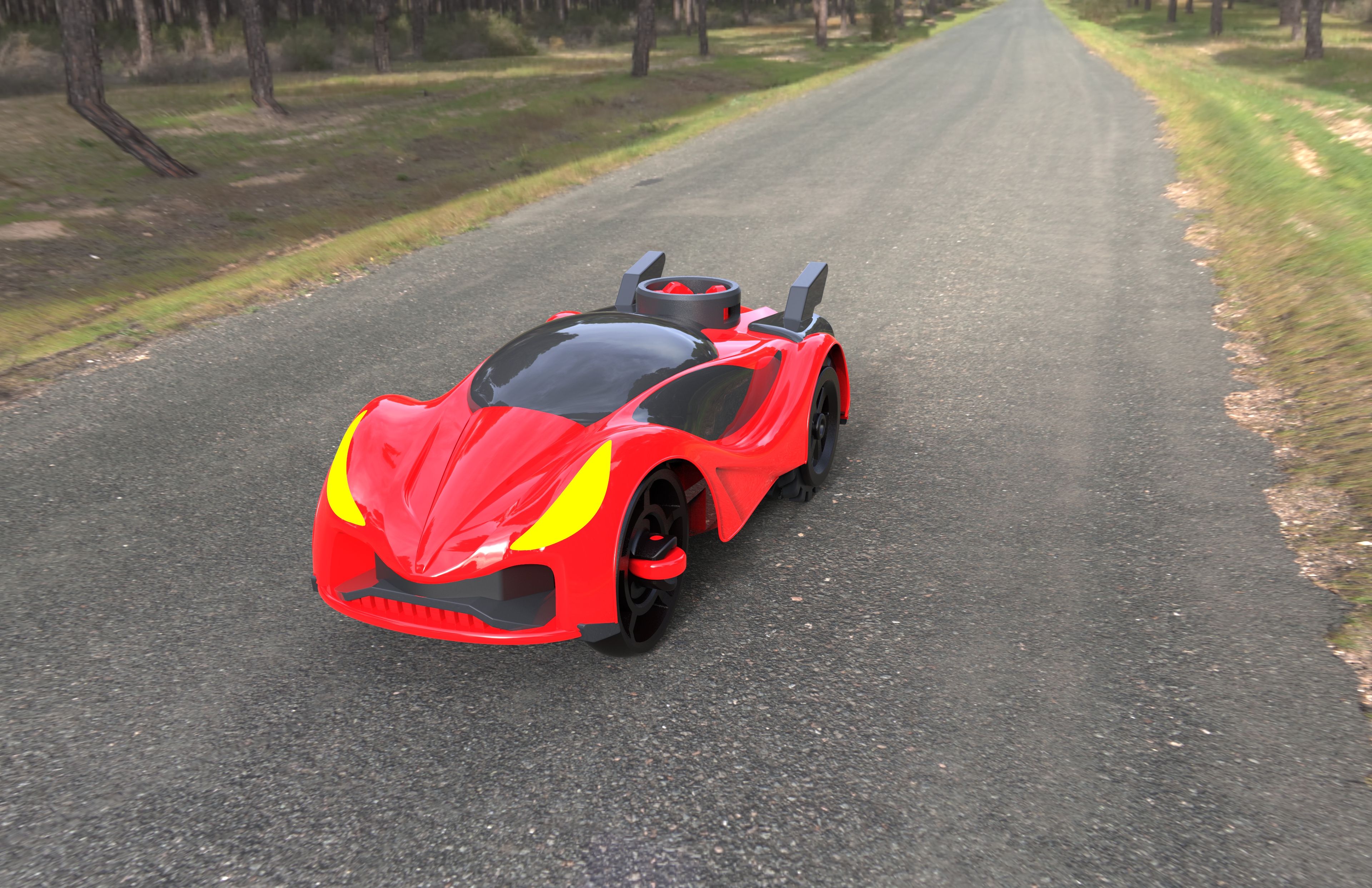 Explosive impact flying car with gyro engine belt, high-speed shooting，