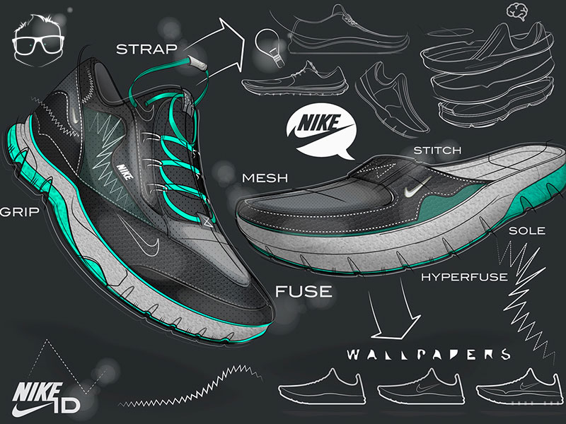 Hand drawn，Hand drawing exercise，sneakers，nike，Outdoor sports，