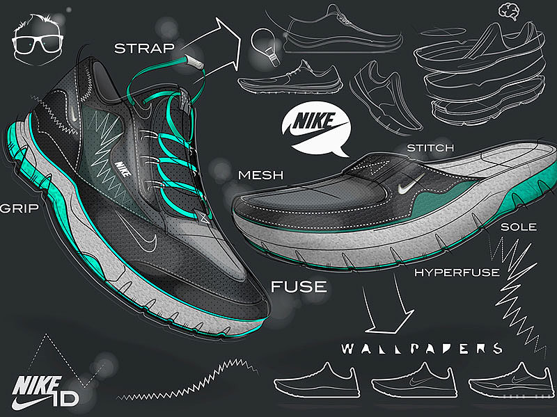 Hand drawn，Hand drawing exercise，sneakers，nike，Outdoor sports，