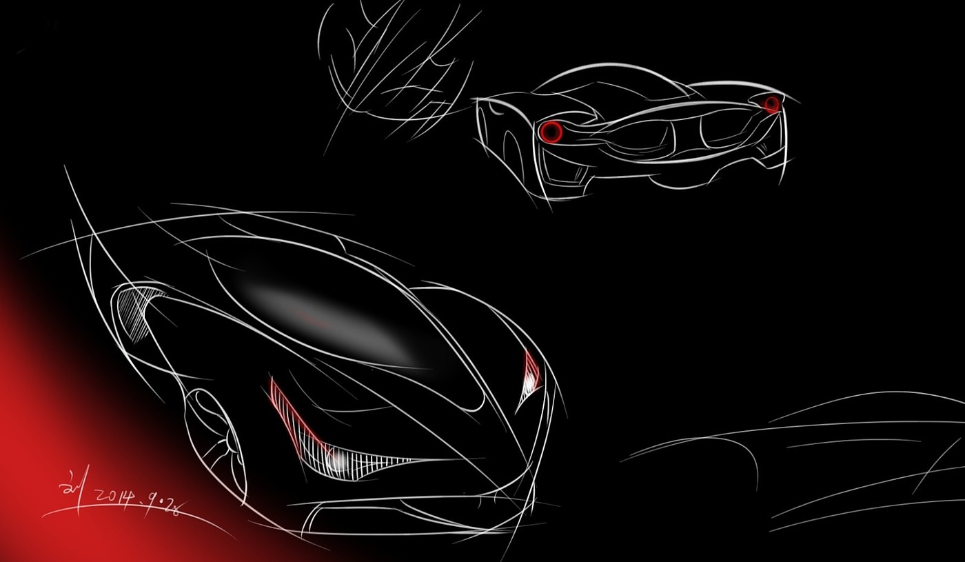 Hand drawn，automobile，wacom ，sketchbook，