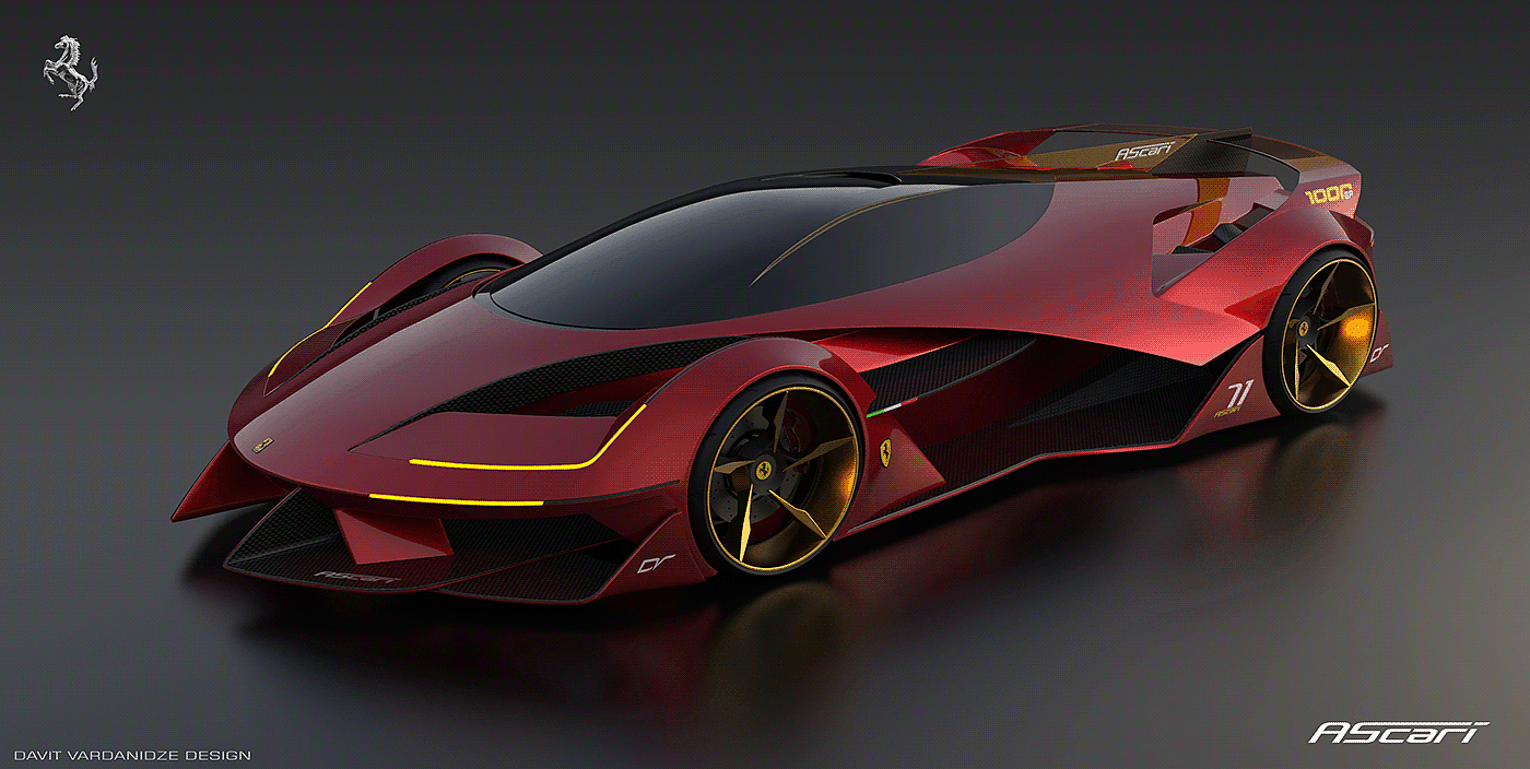 Davit Vardanidze，3d，Model making，Ferrari，ferrari，Ascari，Formula One racing，sketch，