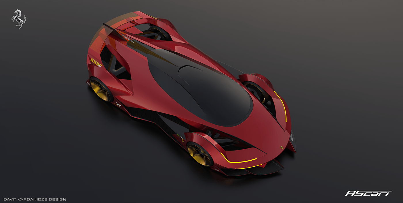 Davit Vardanidze，3d，Model making，Ferrari，ferrari，Ascari，Formula One racing，sketch，