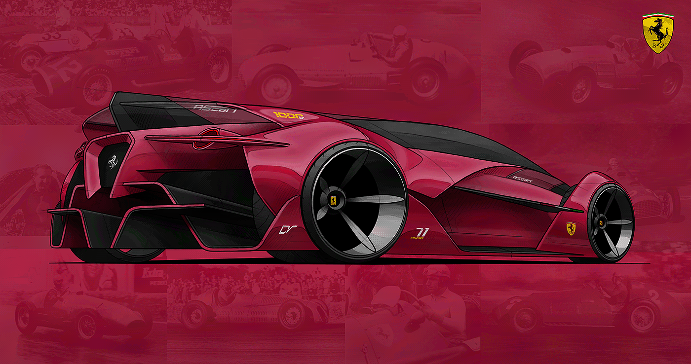 Davit Vardanidze，3d，Model making，Ferrari，ferrari，Ascari，Formula One racing，sketch，