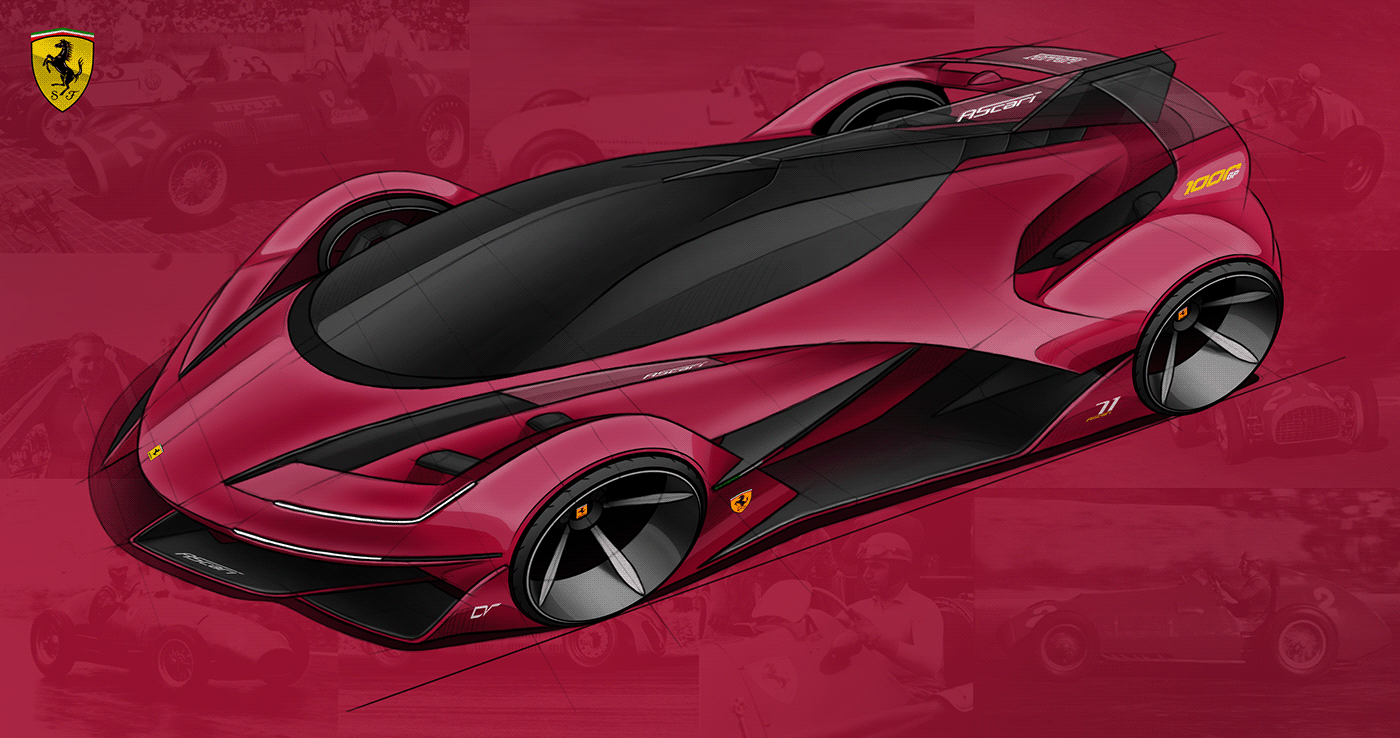 Davit Vardanidze，3d，Model making，Ferrari，ferrari，Ascari，Formula One racing，sketch，