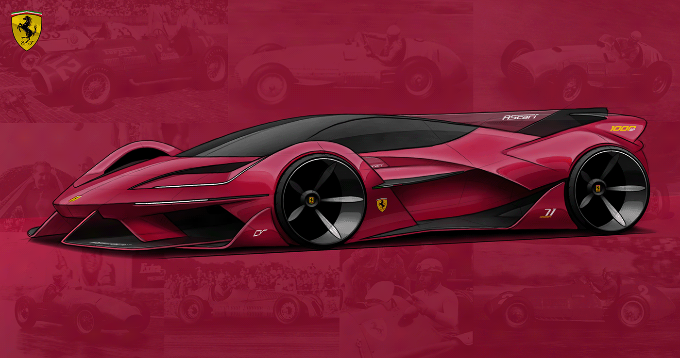 Davit Vardanidze，3d，Model making，Ferrari，ferrari，Ascari，Formula One racing，sketch，