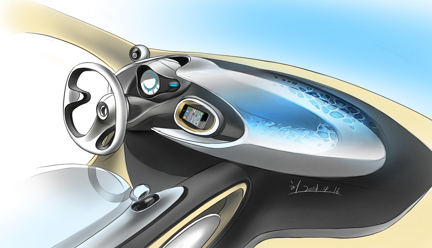 automobile，Hand drawn，Automotive interior，wacom ，