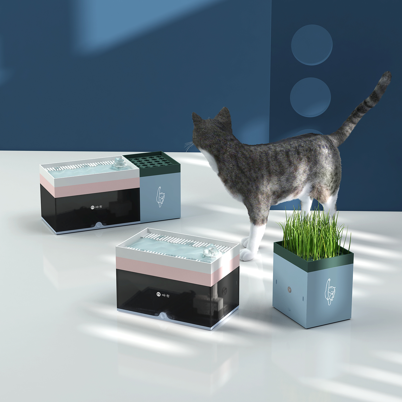 Pet Supplies & Pet，Kitty，Pets，Water dispenser，product design，industrial design，Intelligent products，Fan Shizhong，