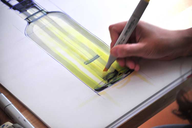 marker pen，child，course，Glass water bottle，Hand drawn，