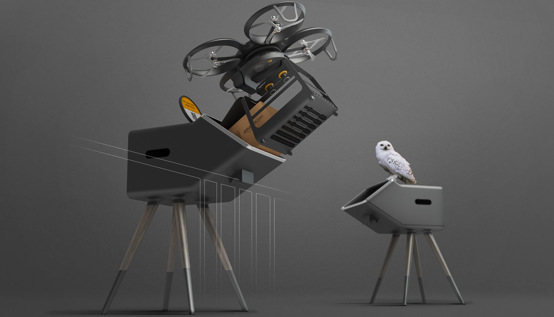Harry Potter，Amazon，Delivery drone，Parcel box，conceptual design，