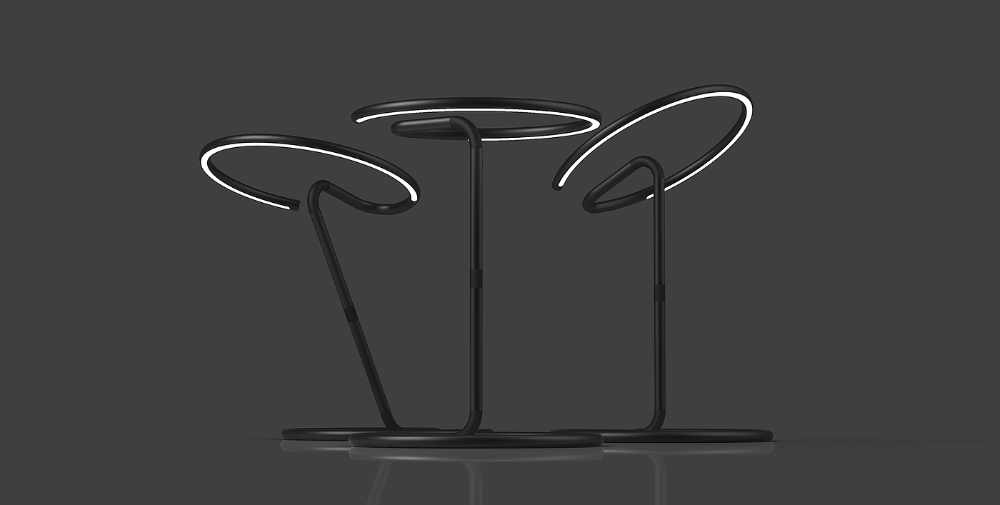 G-A table lamp，Minimalism，Black steel pipe，Powder coating，