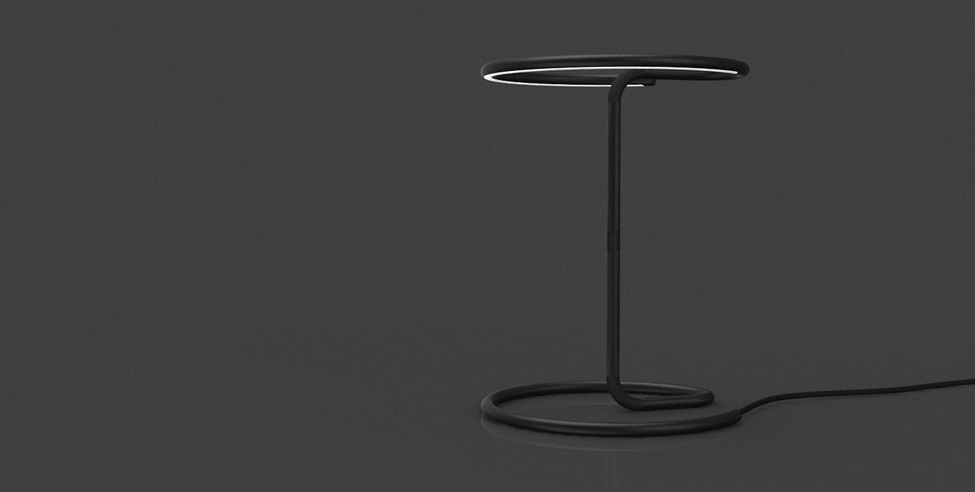 G-A台灯，极简主义，黑色钢管，粉末涂层，
