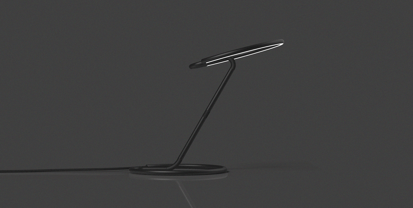 G-A table lamp，Minimalism，Black steel pipe，Powder coating，