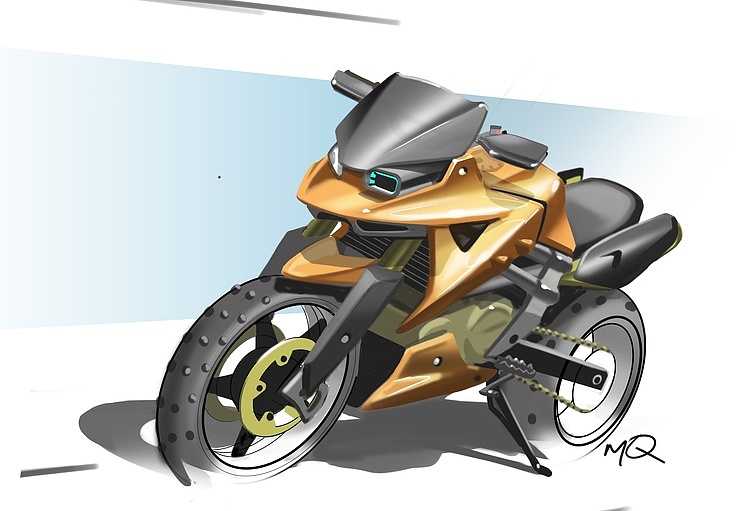 motorcycle，Hand drawn，conceptual design，