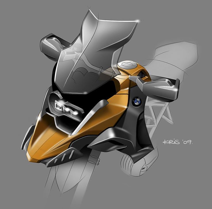 motorcycle，Hand drawn，conceptual design，
