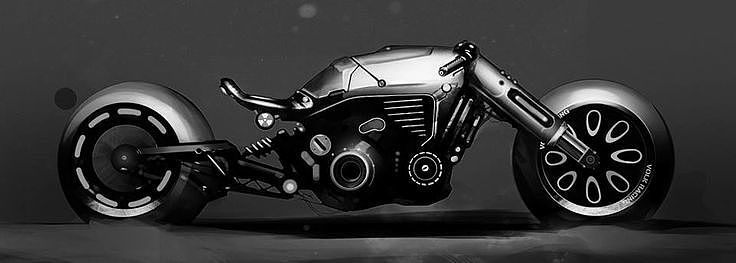 motorcycle，Hand drawn，conceptual design，