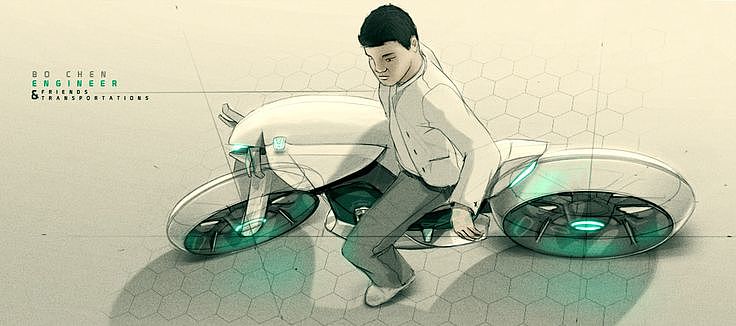 motorcycle，Hand drawn，conceptual design，