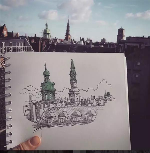 Hand drawn，Europe，travel，Art，Fine Arts，