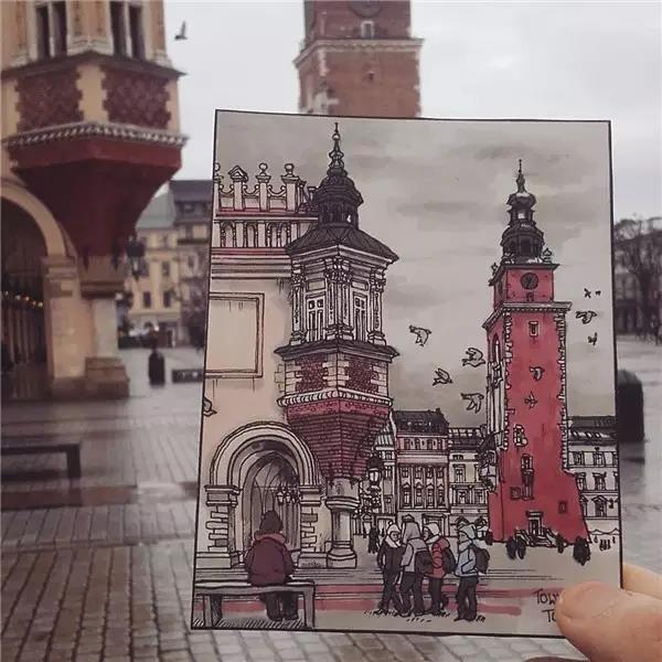 Hand drawn，Europe，travel，Art，Fine Arts，