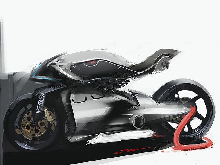 motorcycle，Hand drawn，conceptual design，